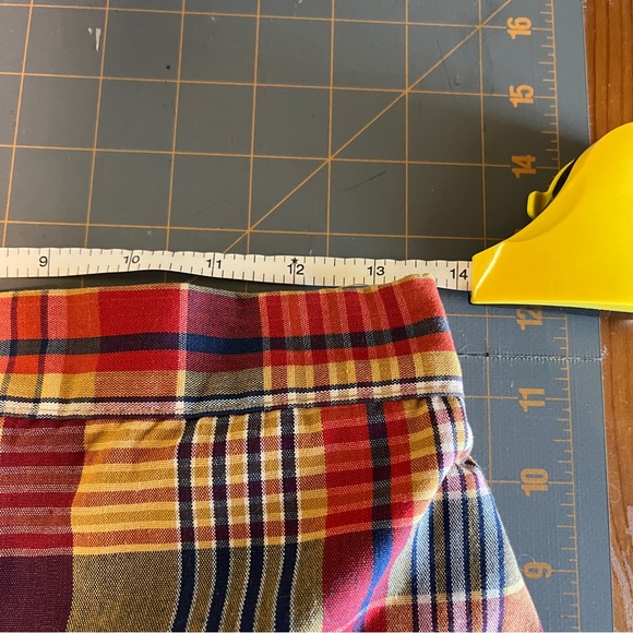 70s Plaid Board shorts Bathing suit Mens Unisex Brentwood stretches to 32" - Picture 4 of 9